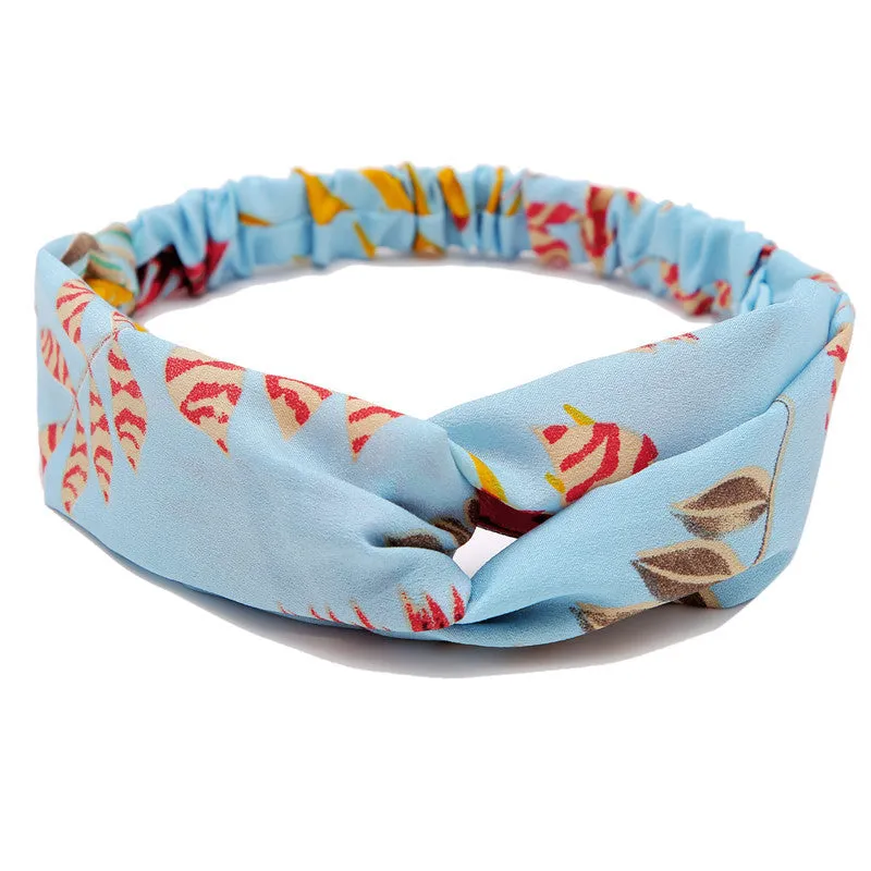 Women's polka dot printed bohemian cloth hair band with flower shape, checker pattern, available in multiple colours
