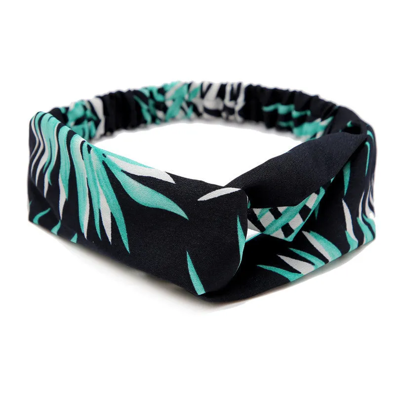 Women's polka dot printed bohemian cloth hair band with flower shape, checker pattern, available in multiple colours