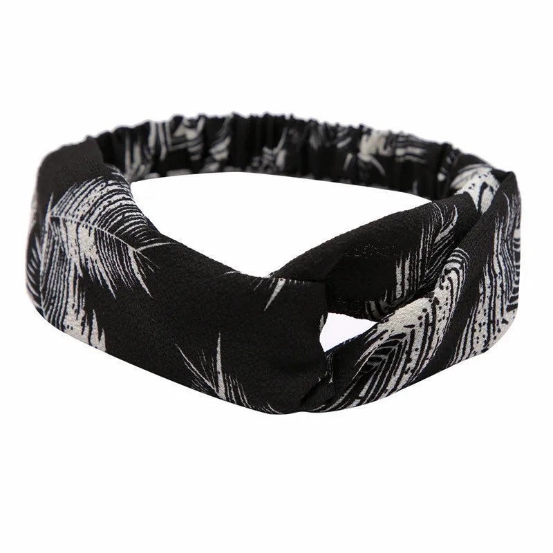 Women's polka dot printed bohemian cloth hair band with flower shape, checker pattern, available in multiple colours