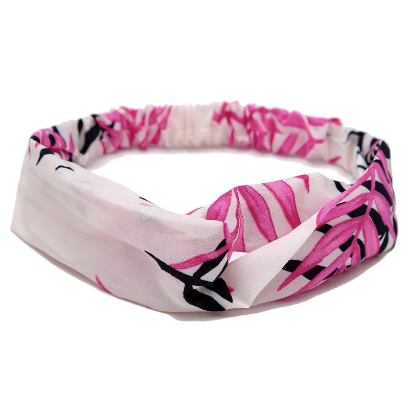 Women's polka dot printed bohemian cloth hair band with flower shape, checker pattern, available in multiple colours