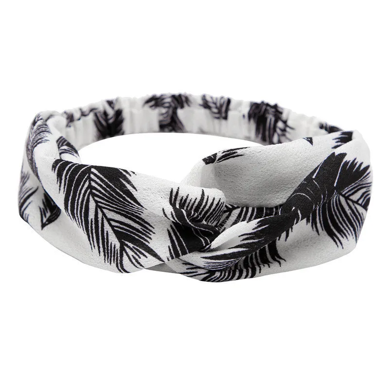 Women's polka dot printed bohemian cloth hair band with flower shape, checker pattern, available in multiple colours