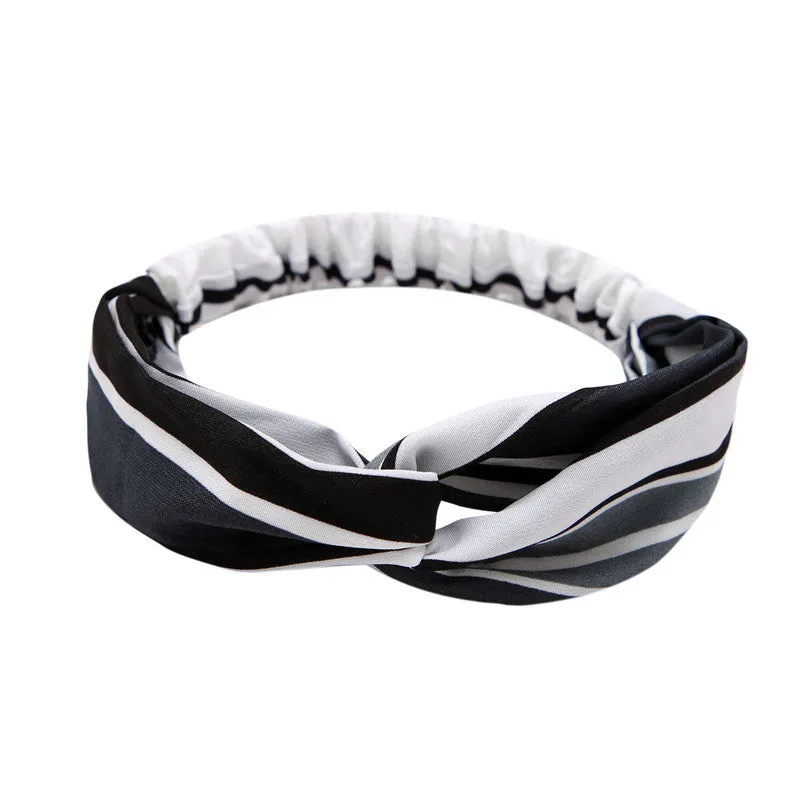 Women's polka dot printed bohemian cloth hair band with flower shape, checker pattern, available in multiple colours