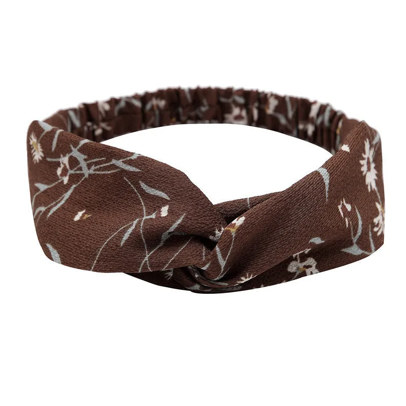 Women's polka dot printed bohemian cloth hair band with flower shape, checker pattern, available in multiple colours