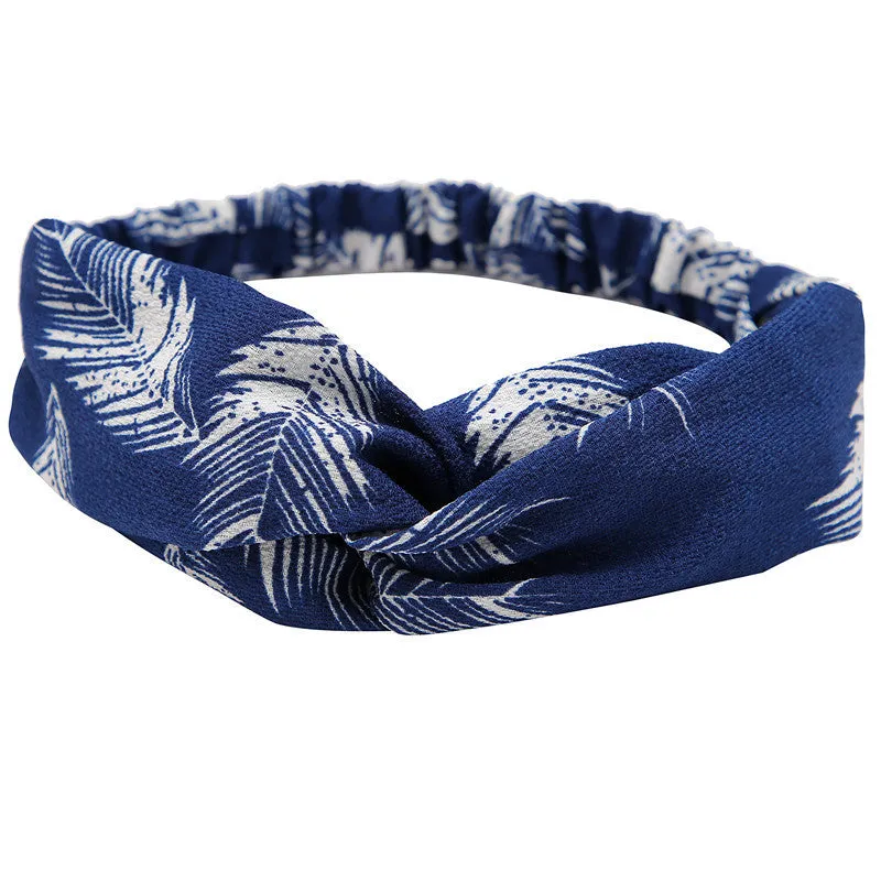 Women's polka dot printed bohemian cloth hair band with flower shape, checker pattern, available in multiple colours