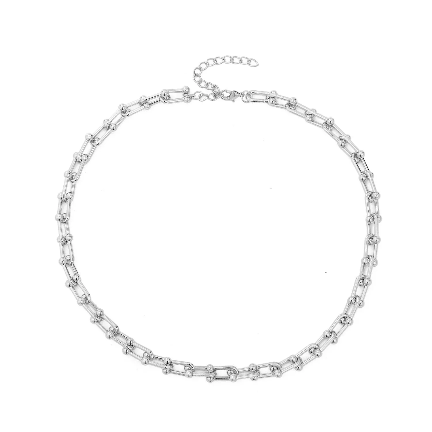Alloy geometric twist chain necklace for women, electroplated finish, adjustable 51-80cm, ten colour options, individually packaged
