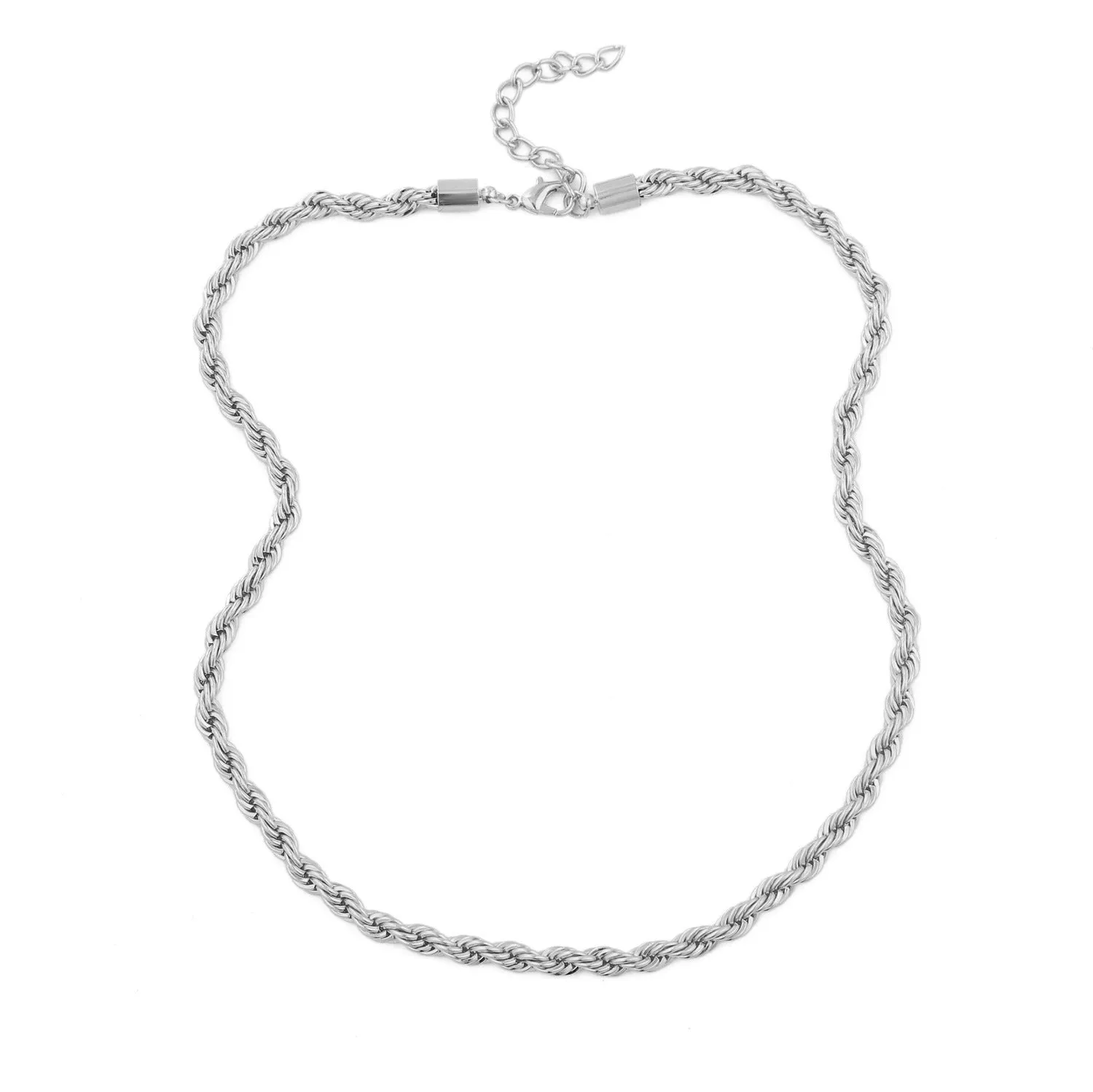 Alloy geometric twist chain necklace for women, electroplated finish, adjustable 51-80cm, ten colour options, individually packaged