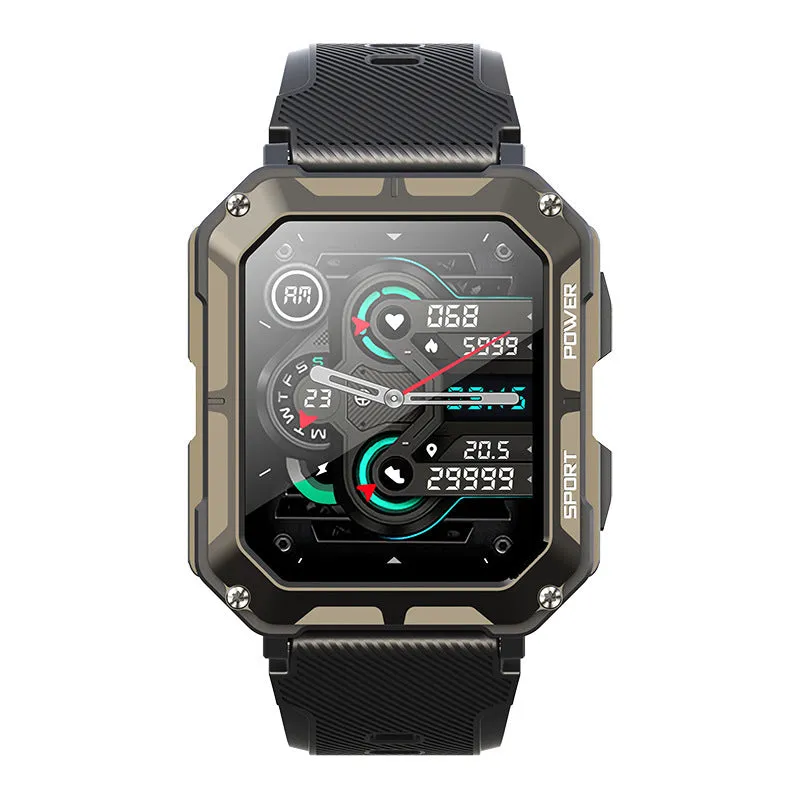 Military green heart rate Bluetooth smart bracelet with TFT screen and touch button on display