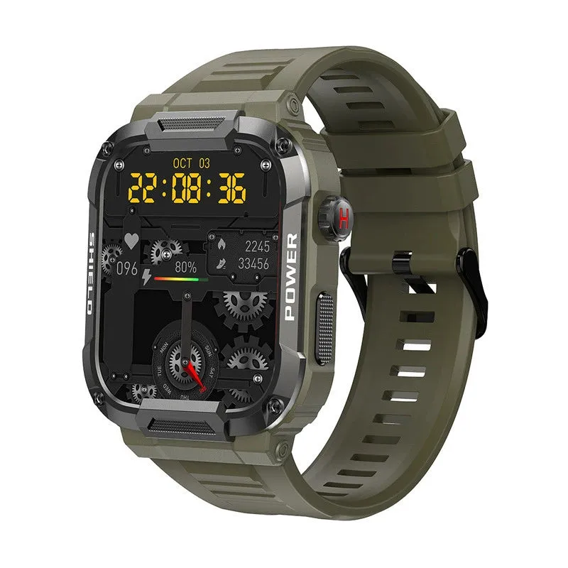 Military green heart rate Bluetooth smart bracelet with TFT screen and touch button on display