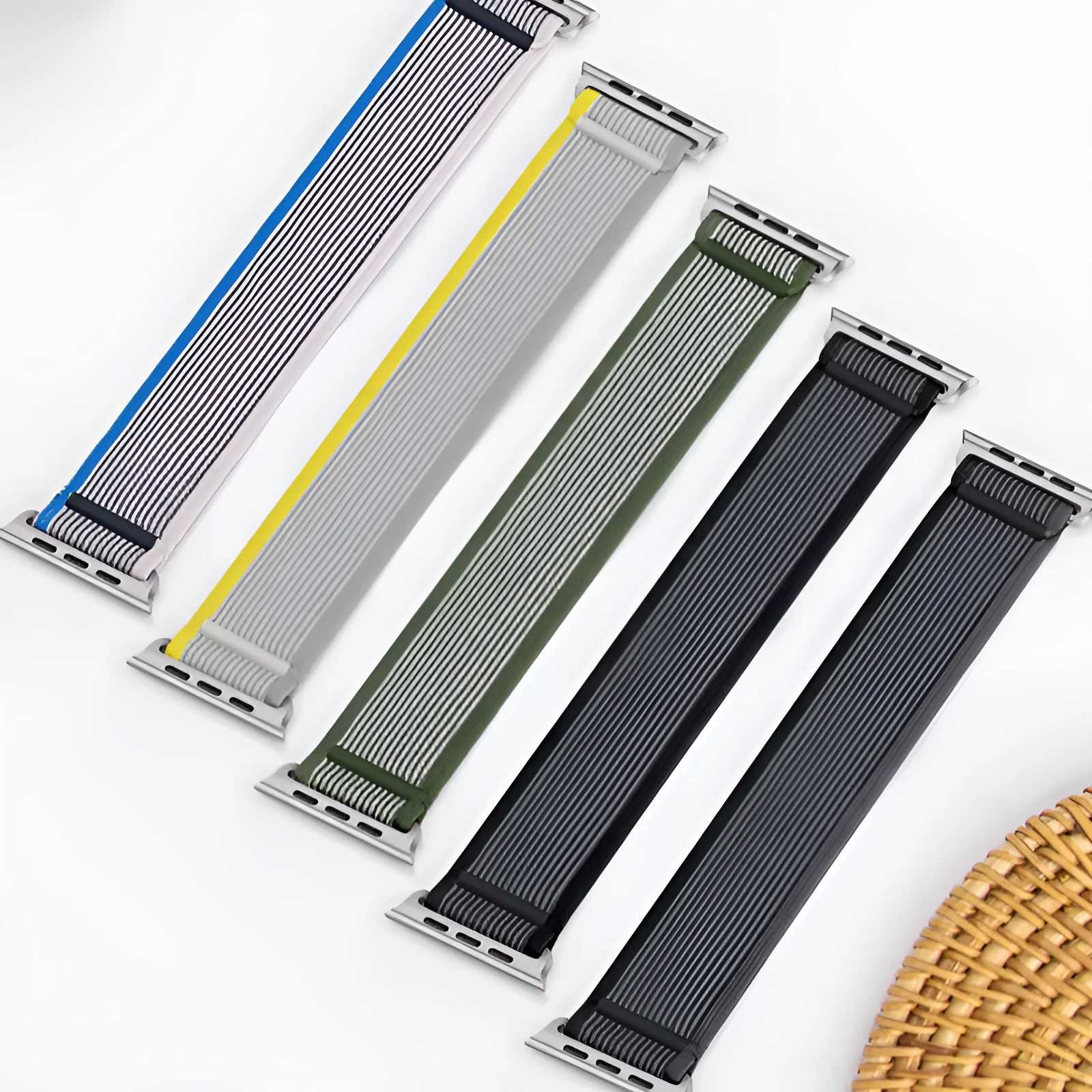 Wild Diameter nylon Apple Watch replacement strap with single ring buckle in multiple colour options.