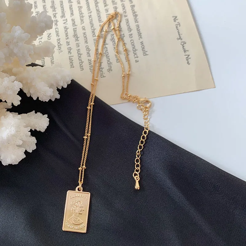 Abstract face metal choker necklace gold colour alloy snake bone chain geometric pendant party jewellery