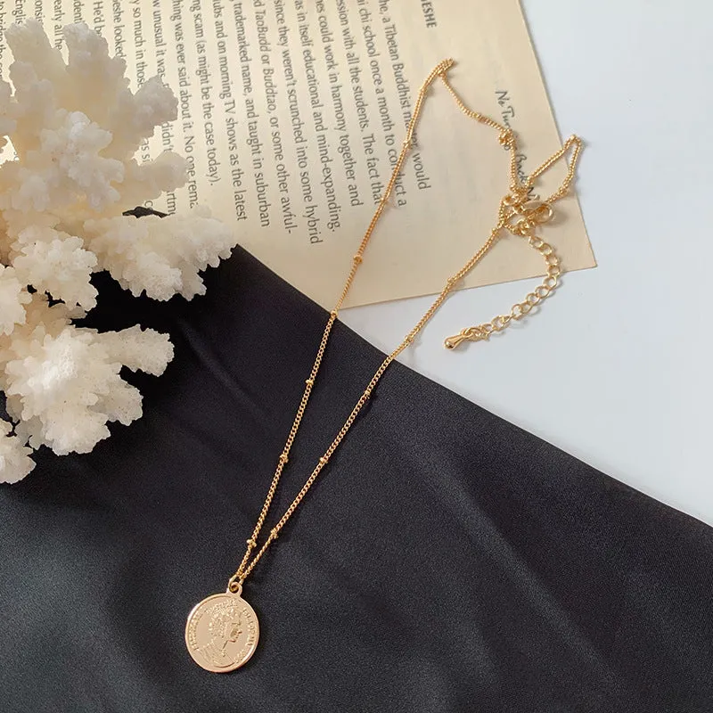Abstract face metal choker necklace gold colour alloy snake bone chain geometric pendant party jewellery