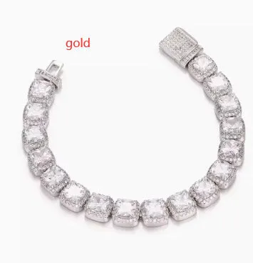 S925 sterling silver hip hop necklace 8mm wide chain silver finish 45cm length