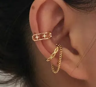 Gold surgical steel earrings style A with 26 gauge hypoallergenic hook on white background