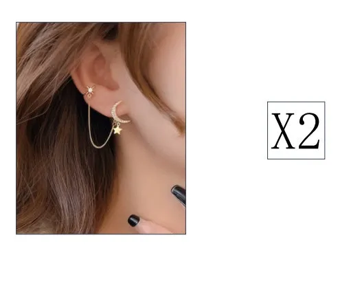 Gold surgical steel earrings style A with 26 gauge hypoallergenic hook on white background