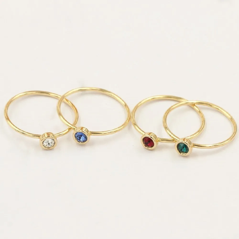 Women's copper knuckle ring with 14K gilded finish and GF zircon detailing in four colour options