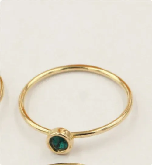 Women's copper knuckle ring with 14K gilded finish and GF zircon detailing in four colour options