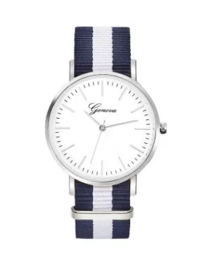 Couples quartz watch set with 40mm and 36mm dials, nylon canvas band in gold finish