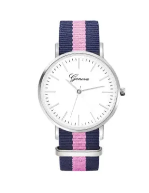 Couples quartz watch set with 40mm and 36mm dials, nylon canvas band in gold finish
