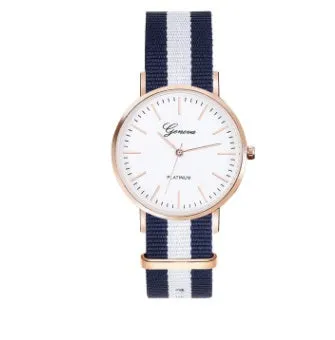Couples quartz watch set with 40mm and 36mm dials, nylon canvas band in gold finish