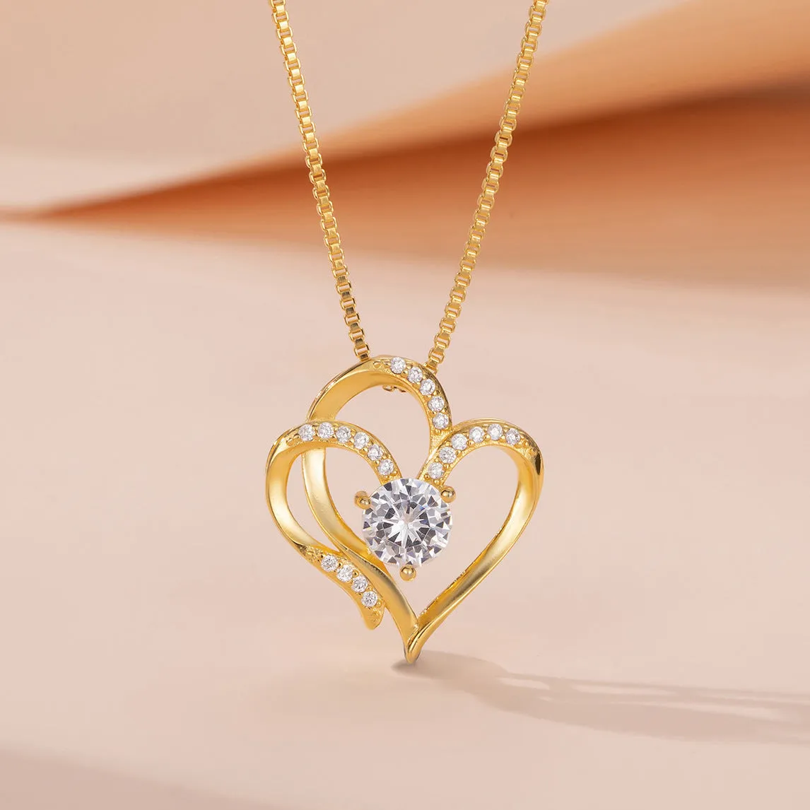 Women's 925 silver heart necklace in rose, white, or yellow gold plating