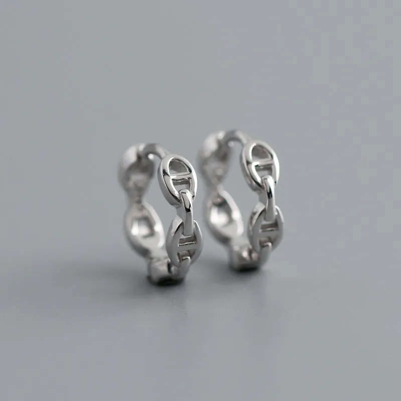Light luxury S925 sterling silver circle shape chain earrings in gold and white gold
