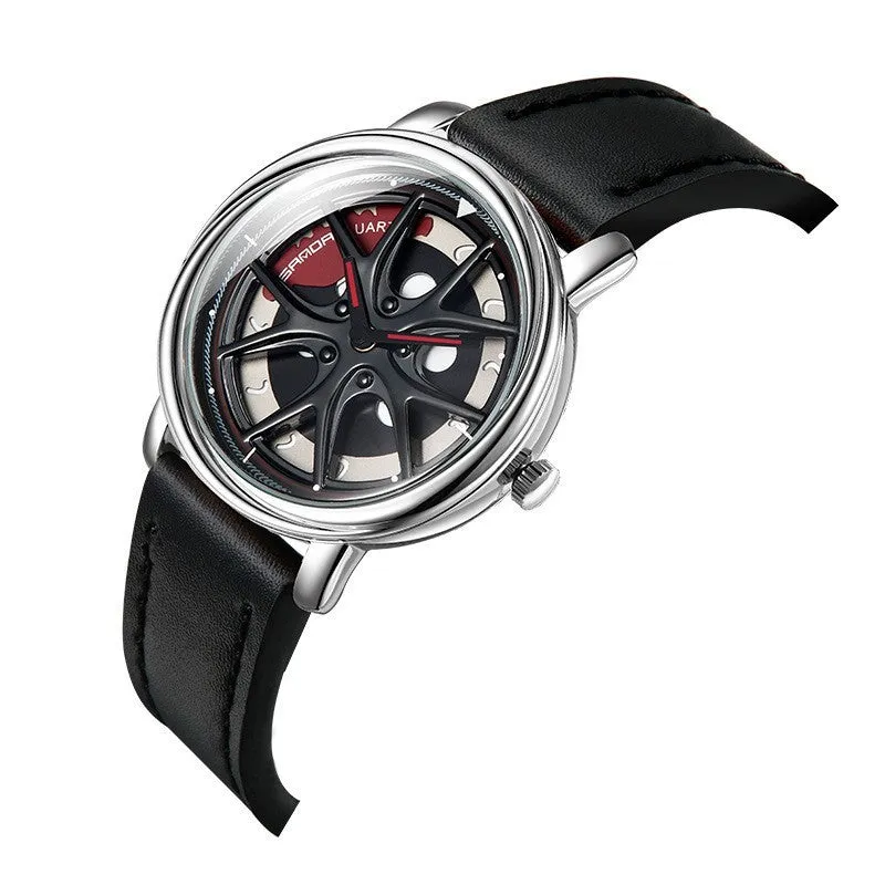 Men's creative sports belt quartz watch with alloy case and mineral glass mirror