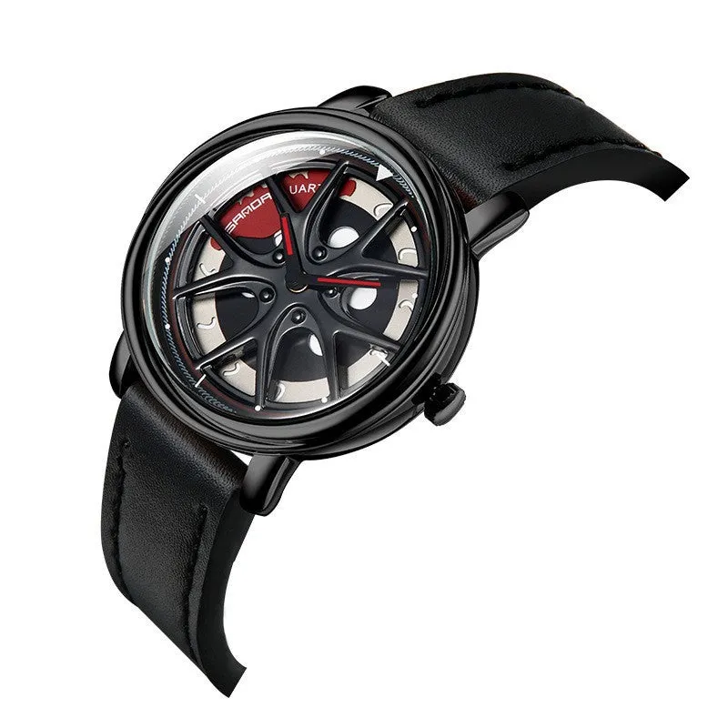 Men's creative sports belt quartz watch with alloy case and mineral glass mirror