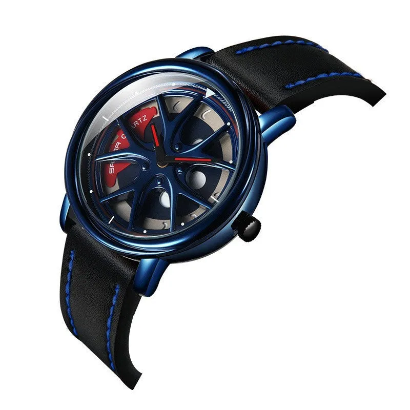 Men's creative sports belt quartz watch with alloy case and mineral glass mirror