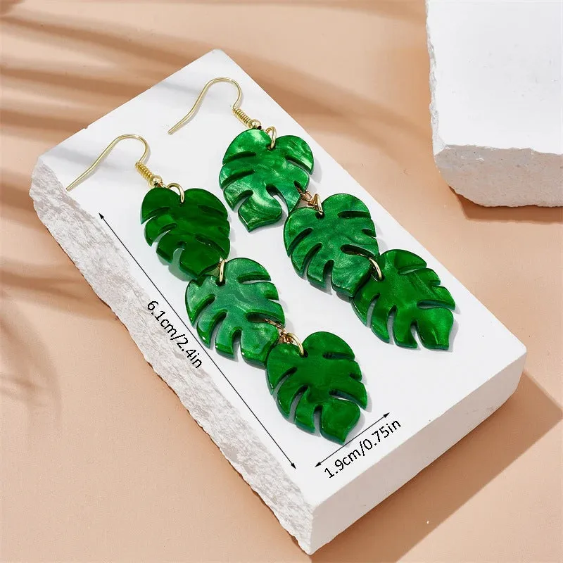 Jackfruit-shaped dangle earrings in acrylic and alloy, shown in one of five colour styles.