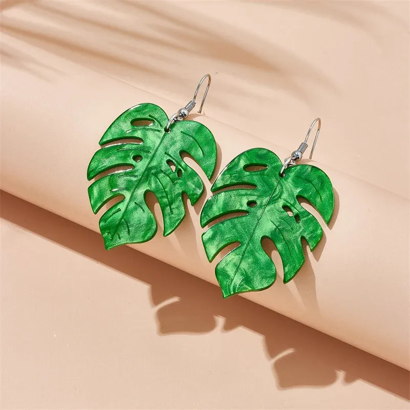 Jackfruit-shaped dangle earrings in acrylic and alloy, shown in one of five colour styles.
