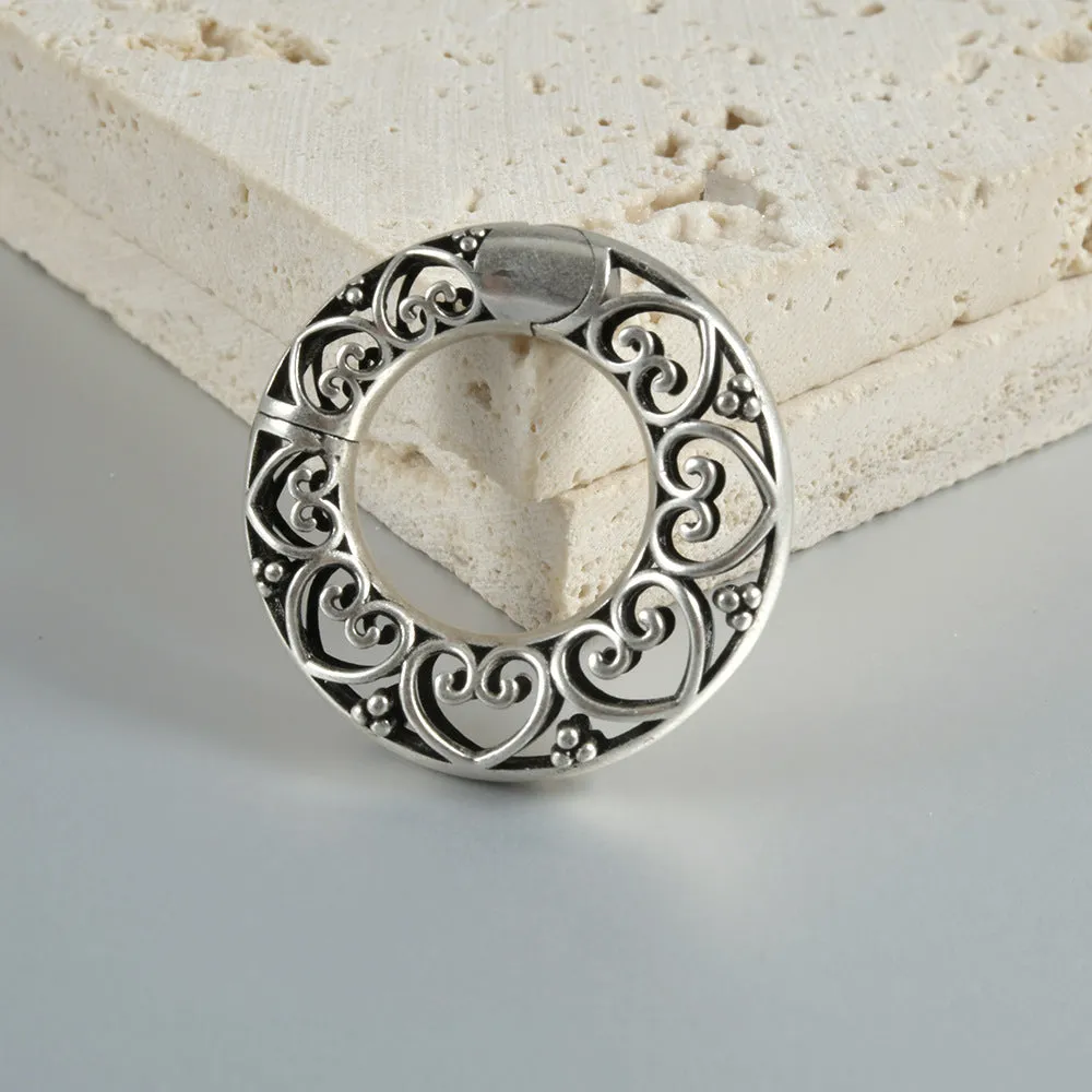 Retro geometric magnetic earrings in heart or lotus shape with antique silver or gold finish