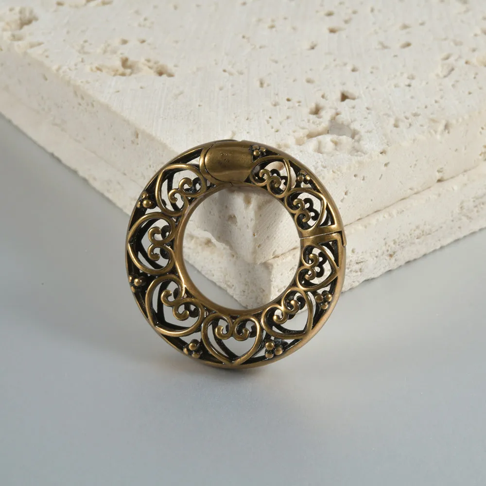 Retro geometric magnetic earrings in heart or lotus shape with antique silver or gold finish