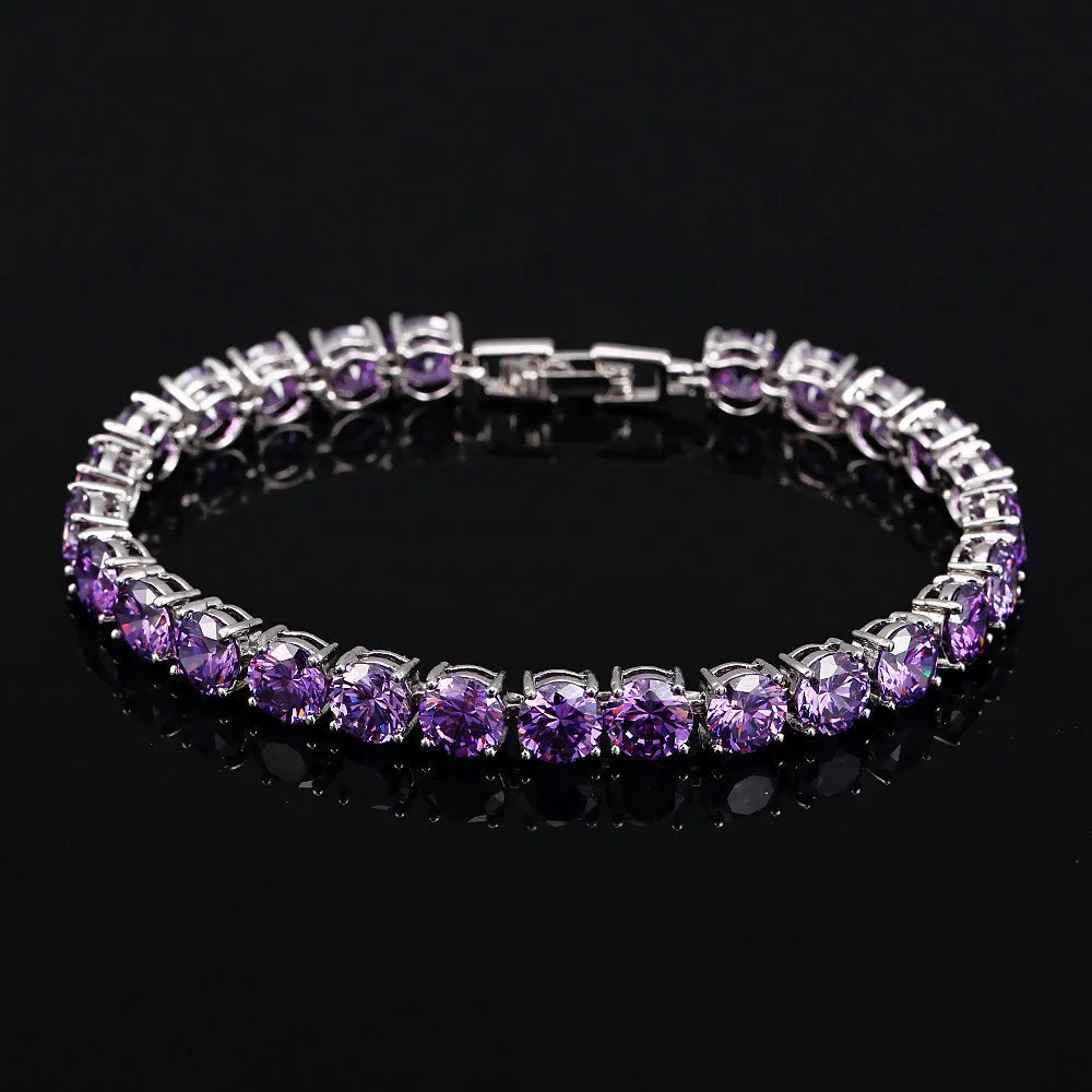 BeaQueen gold-plated CZ crystal ring with artificial gem inlay, 18cm, available in six colours
