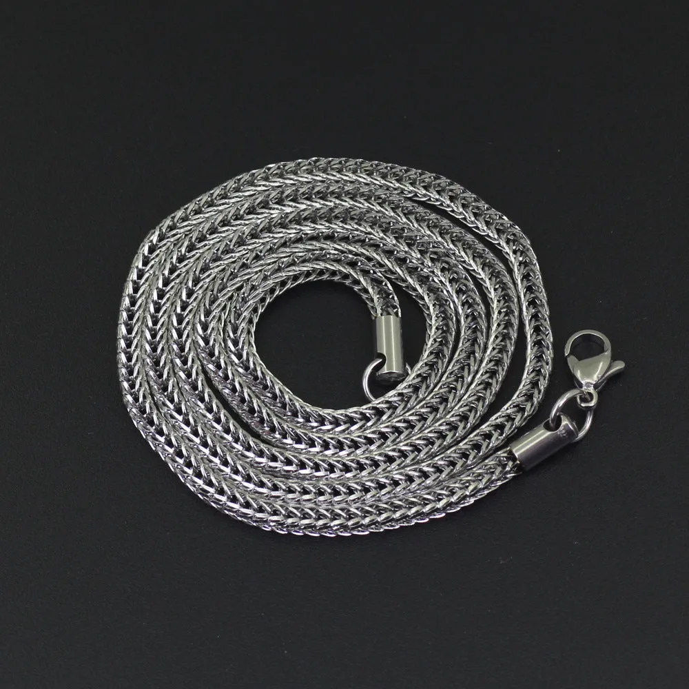 Stainless steel necklace chain 3mm 60cm vacuum electroplated StGolden colour on white background