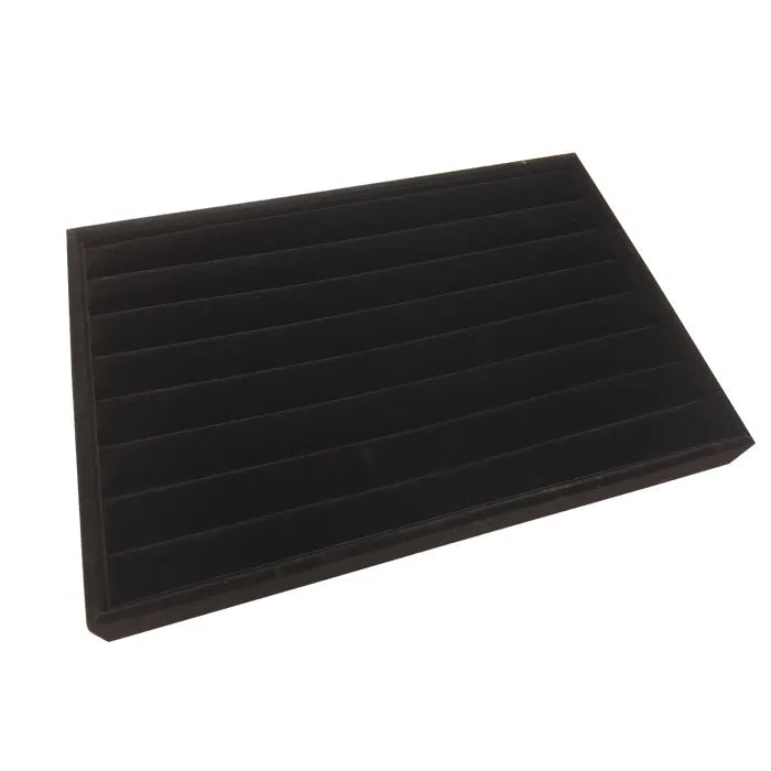Wooden flannel ring display box with elastic band ring plate in grey for ring storage