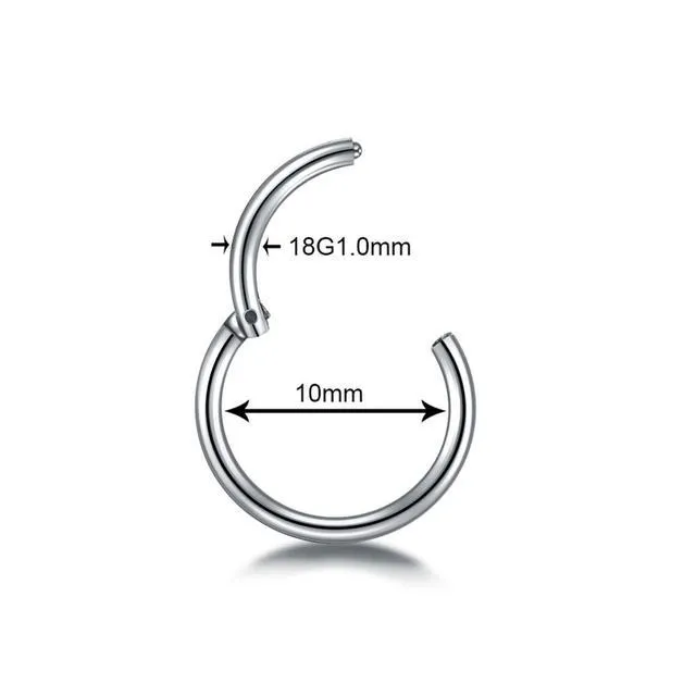 G23 titanium segment hinged ring nose clicker piercing in silver, gold, black, rose gold, rainbow colours