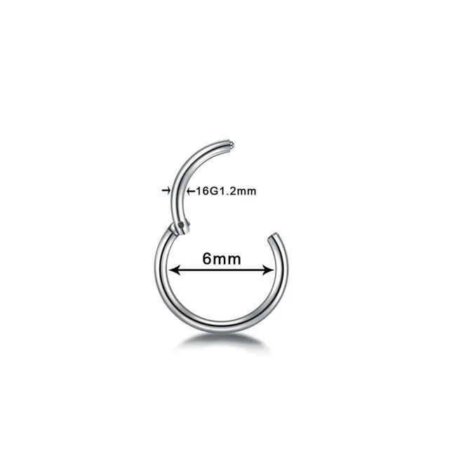 G23 titanium segment hinged ring nose clicker piercing in silver, gold, black, rose gold, rainbow colours