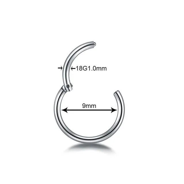 G23 titanium segment hinged ring nose clicker piercing in silver, gold, black, rose gold, rainbow colours