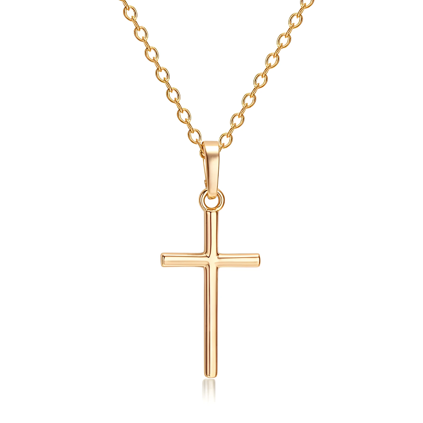 Simple retro cross pendant alloy hip hop necklace in gold and silver colours
