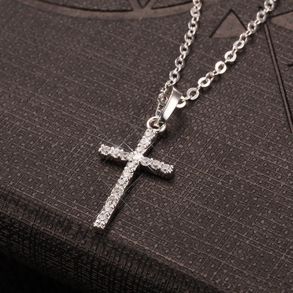 Simple retro cross pendant alloy hip hop necklace in gold and silver colours
