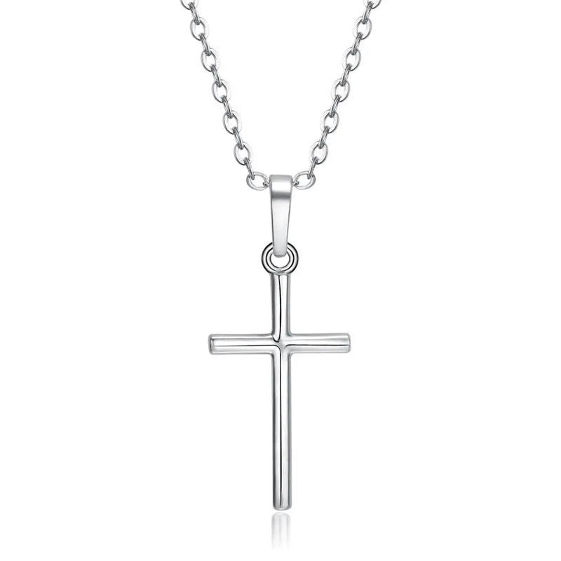Simple retro cross pendant alloy hip hop necklace in gold and silver colours