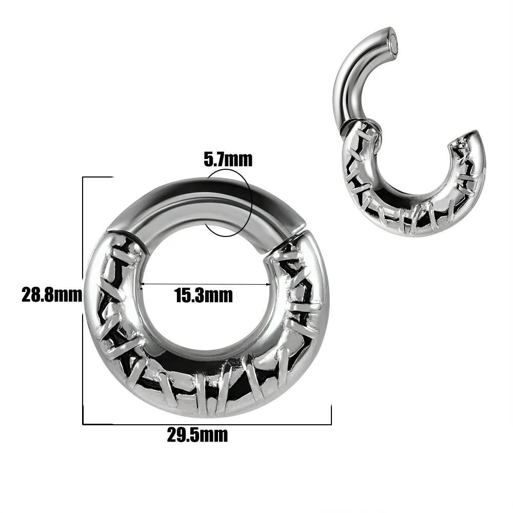 Stainless steel totem pattern earrings with geometric design and electroplated finish
