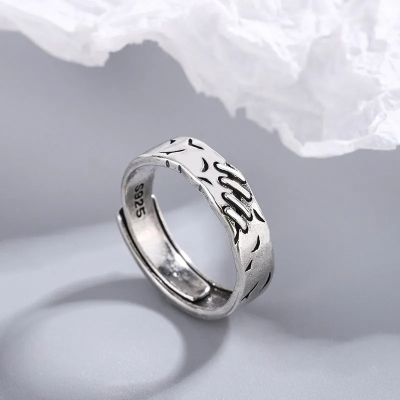 Black geometric copper ring with adjustable opening for women's fashion jewellery