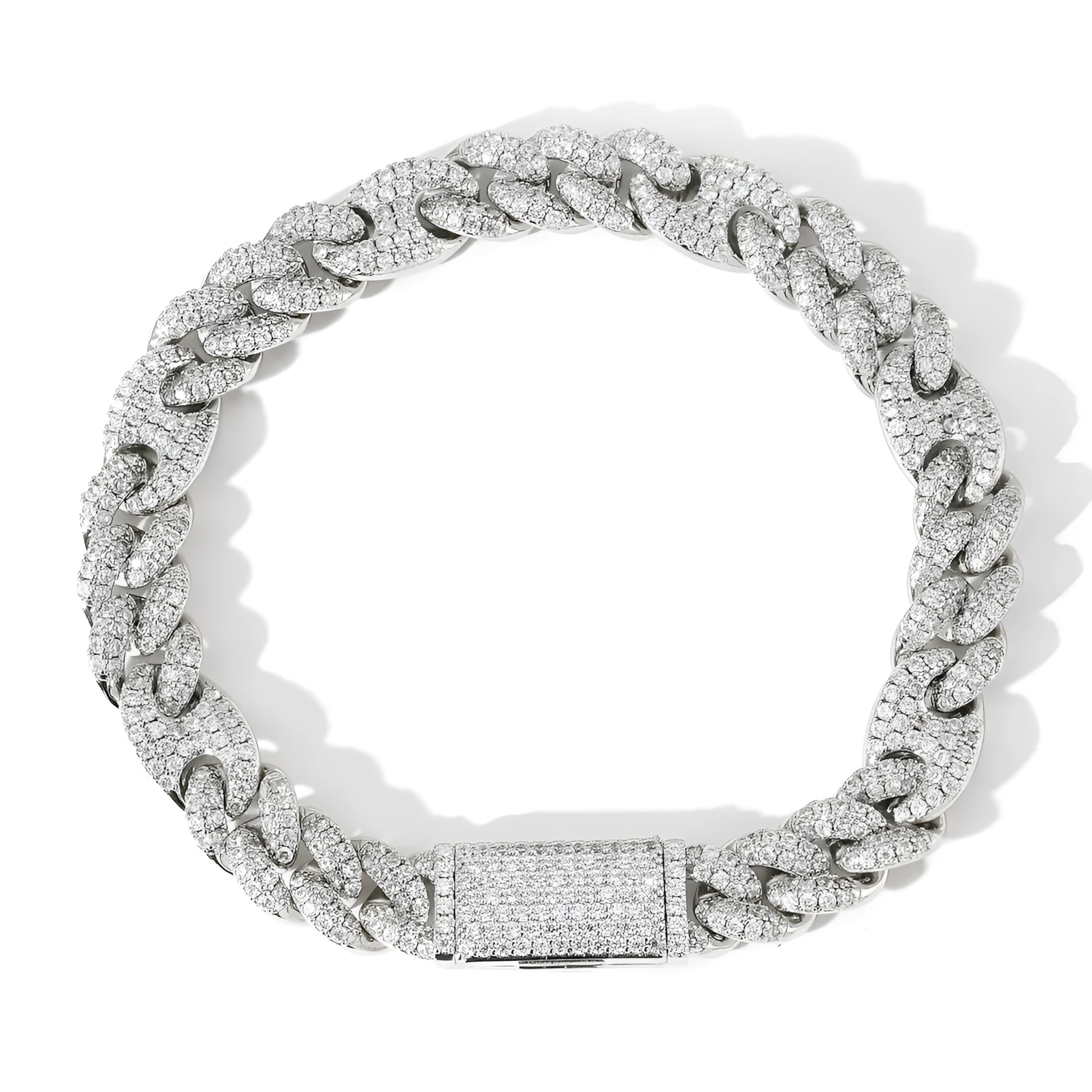 Gold copper Cuban chain bracelet with micro inlaid zircon on a surface