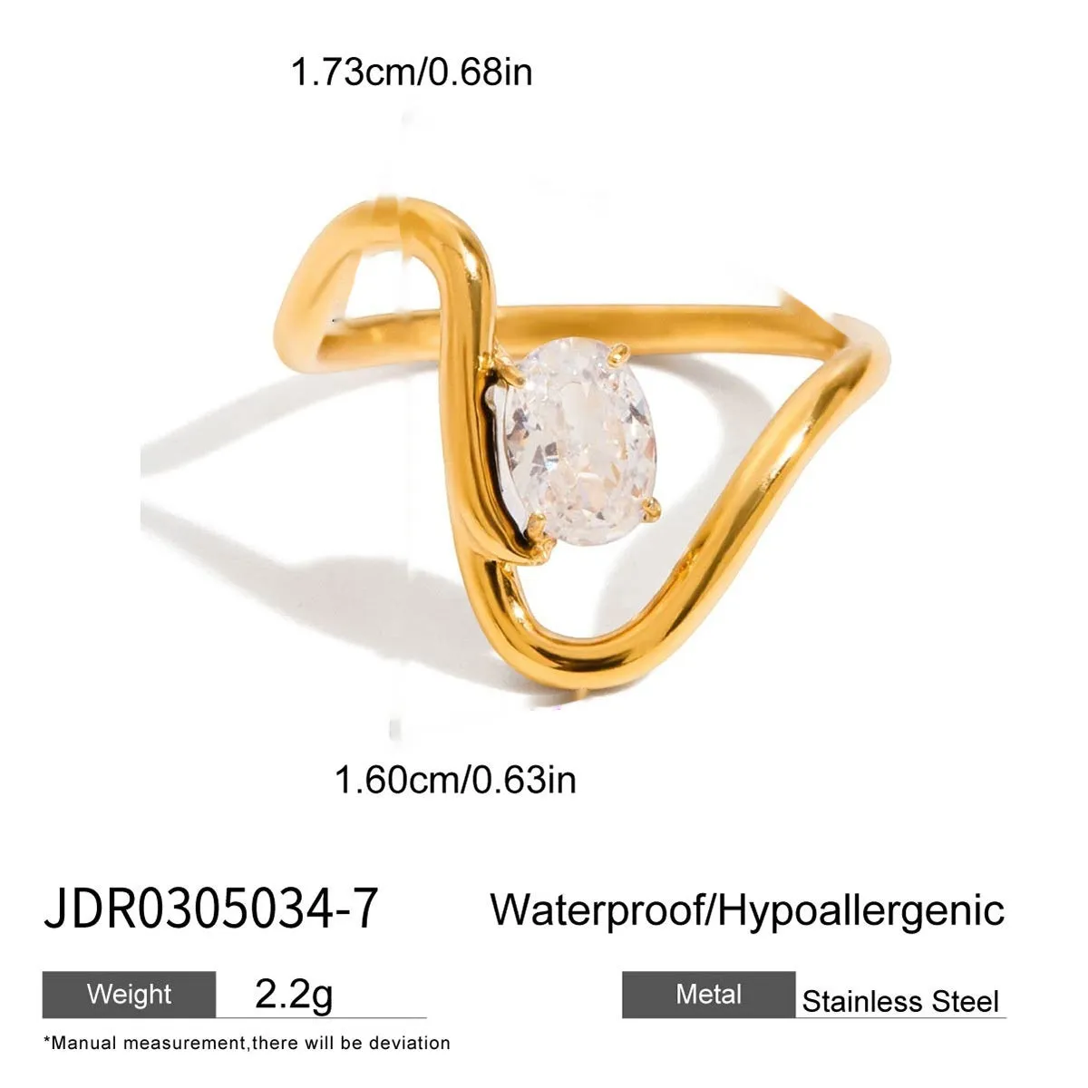 Men's geometric titanium steel zircon ring on a hand, showing no-fading stainless steel construction.