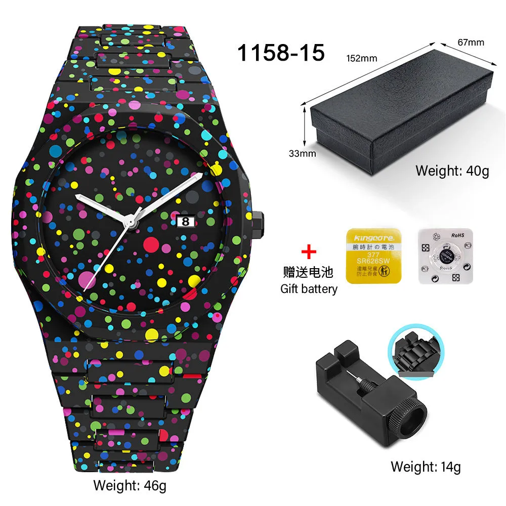 Deep waterproof quartz watch 11mm thickness sports style 1158 series multiple colour options swimming diving