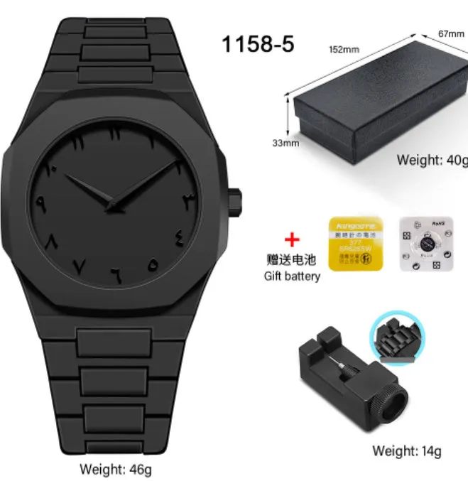 Deep waterproof quartz watch 11mm thickness sports style 1158 series multiple colour options swimming diving