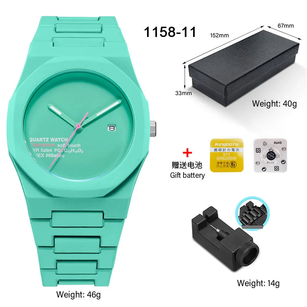 Deep waterproof quartz watch 11mm thickness sports style 1158 series multiple colour options swimming diving