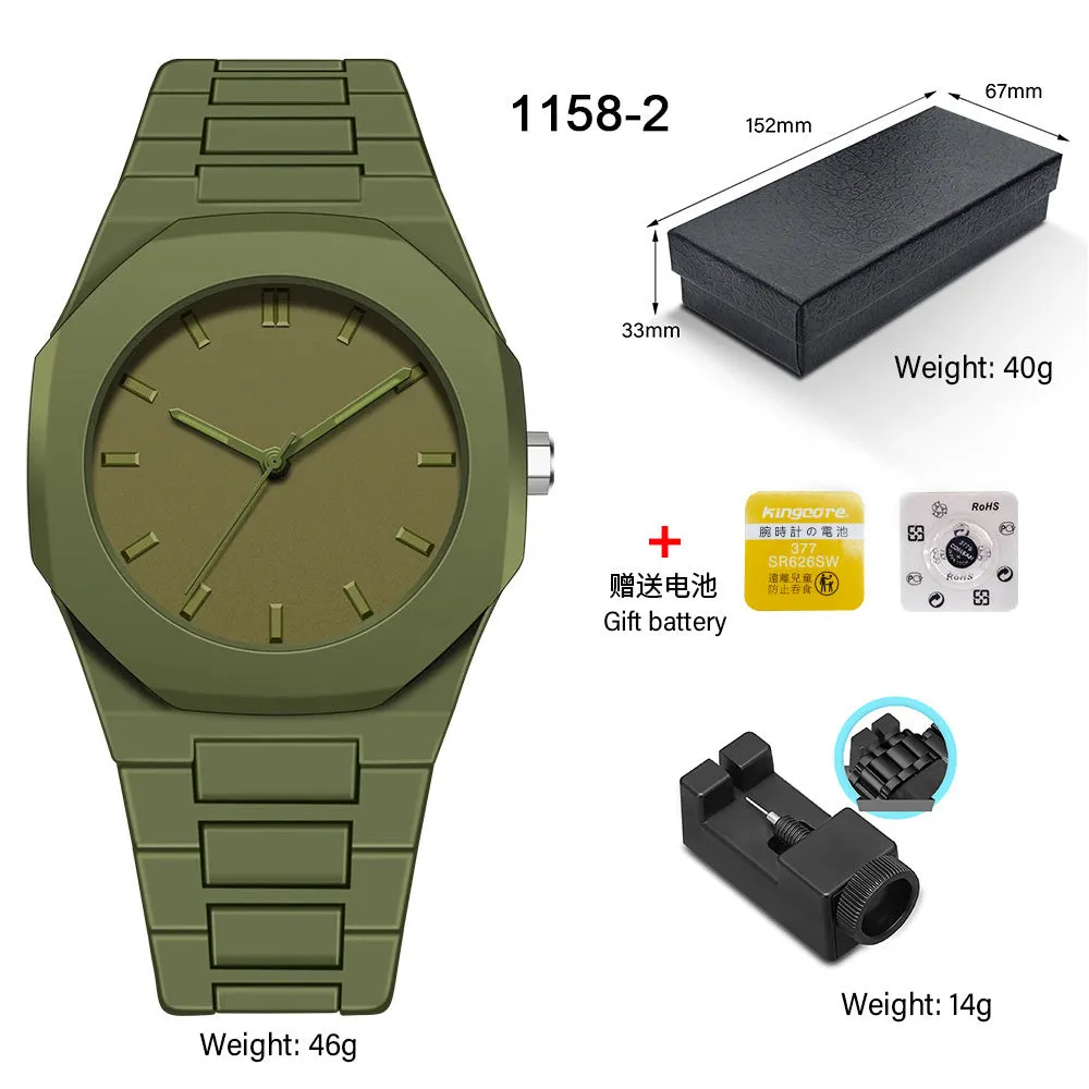 Deep waterproof quartz watch 11mm thickness sports style 1158 series multiple colour options swimming diving