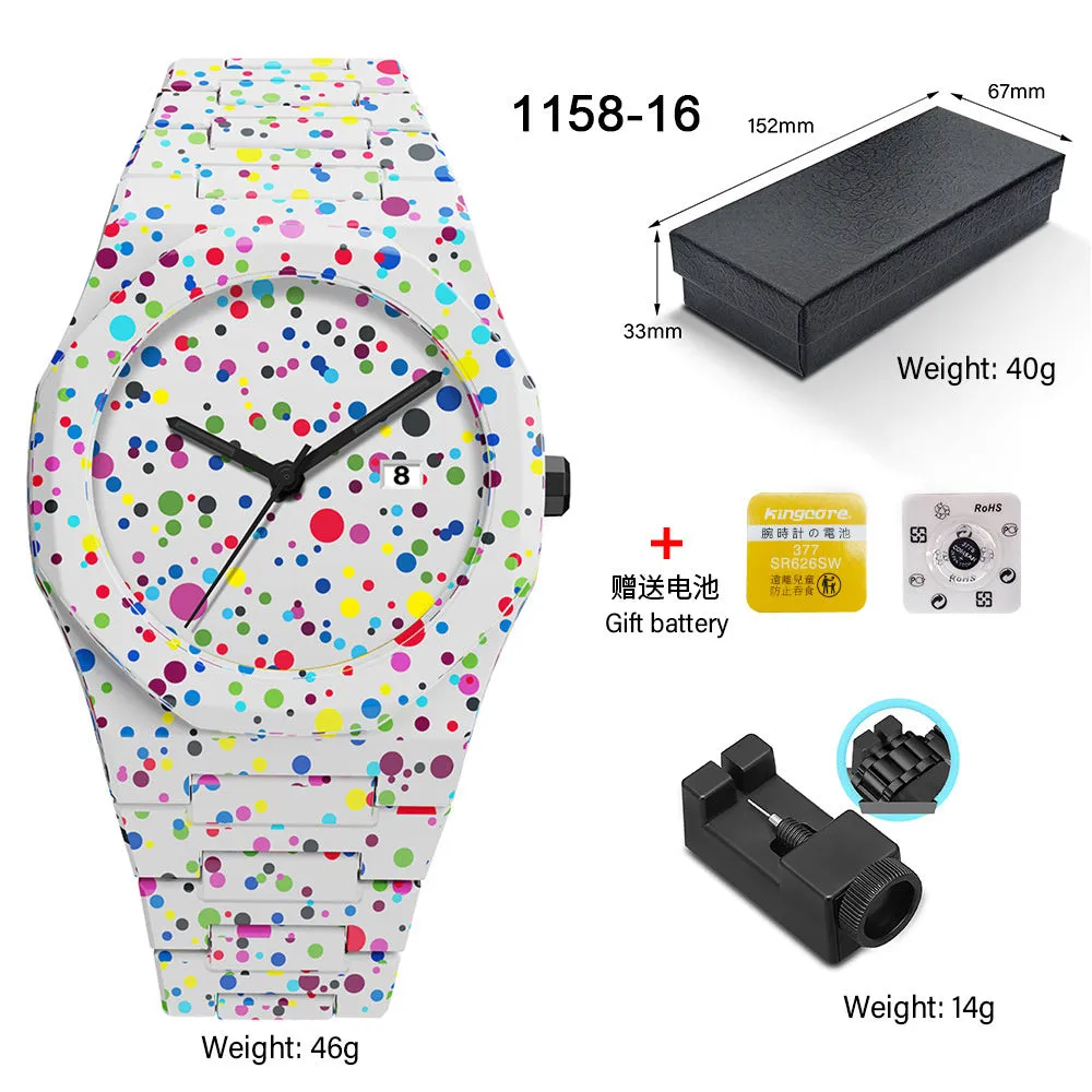 Deep waterproof quartz watch 11mm thickness sports style 1158 series multiple colour options swimming diving